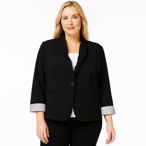 Giorgio Armani Black One Button Blazer with Polka Dot Lining 8
